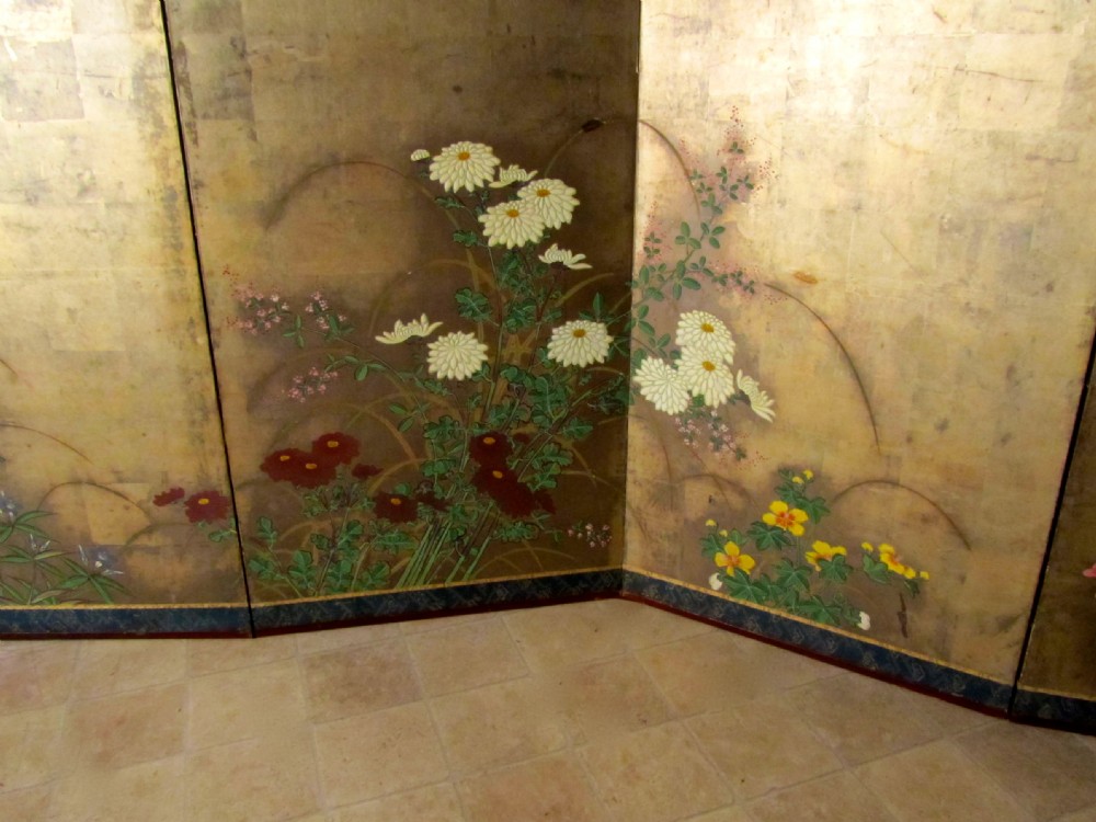 Pair of Gold and Painted Japanese 6 Fold Screens, (Byobu) Edo Period  View VI