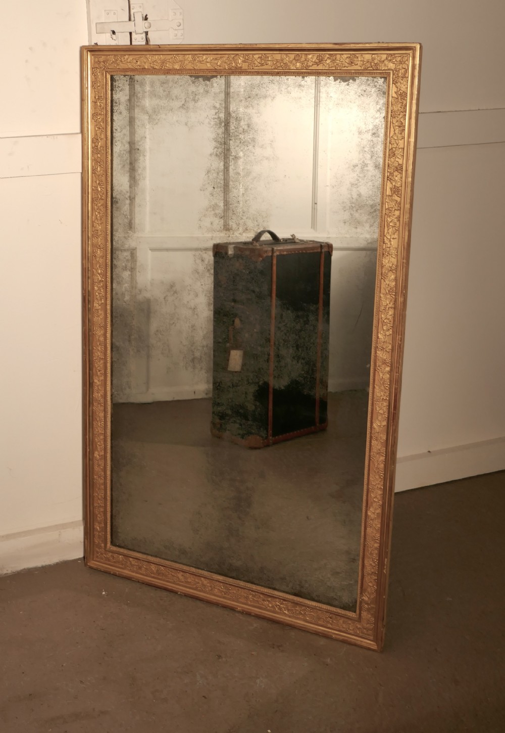 Large Heavy French Gold Shabby Wall Mirror
