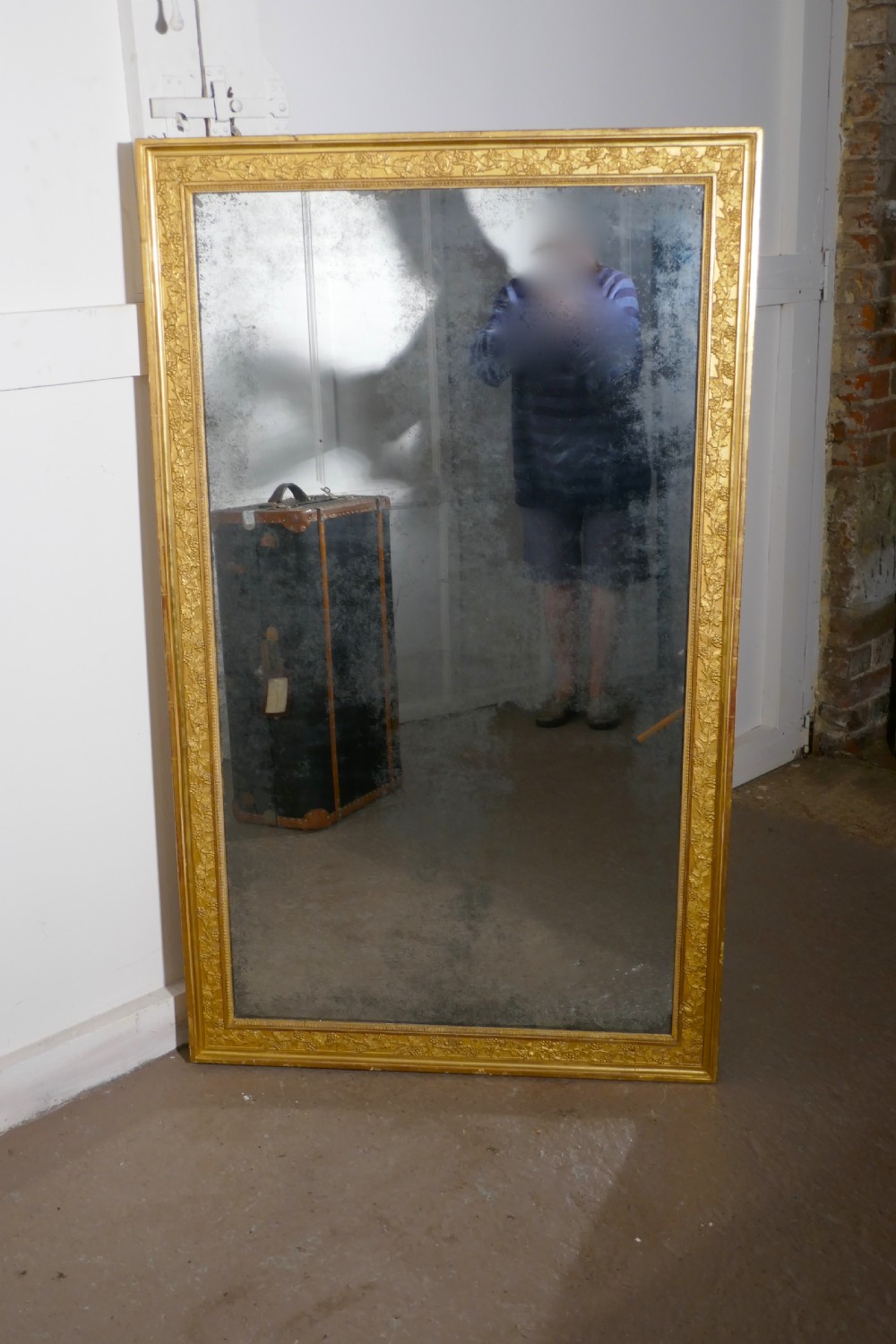 Large Heavy French Gold Shabby Wall Mirror View III