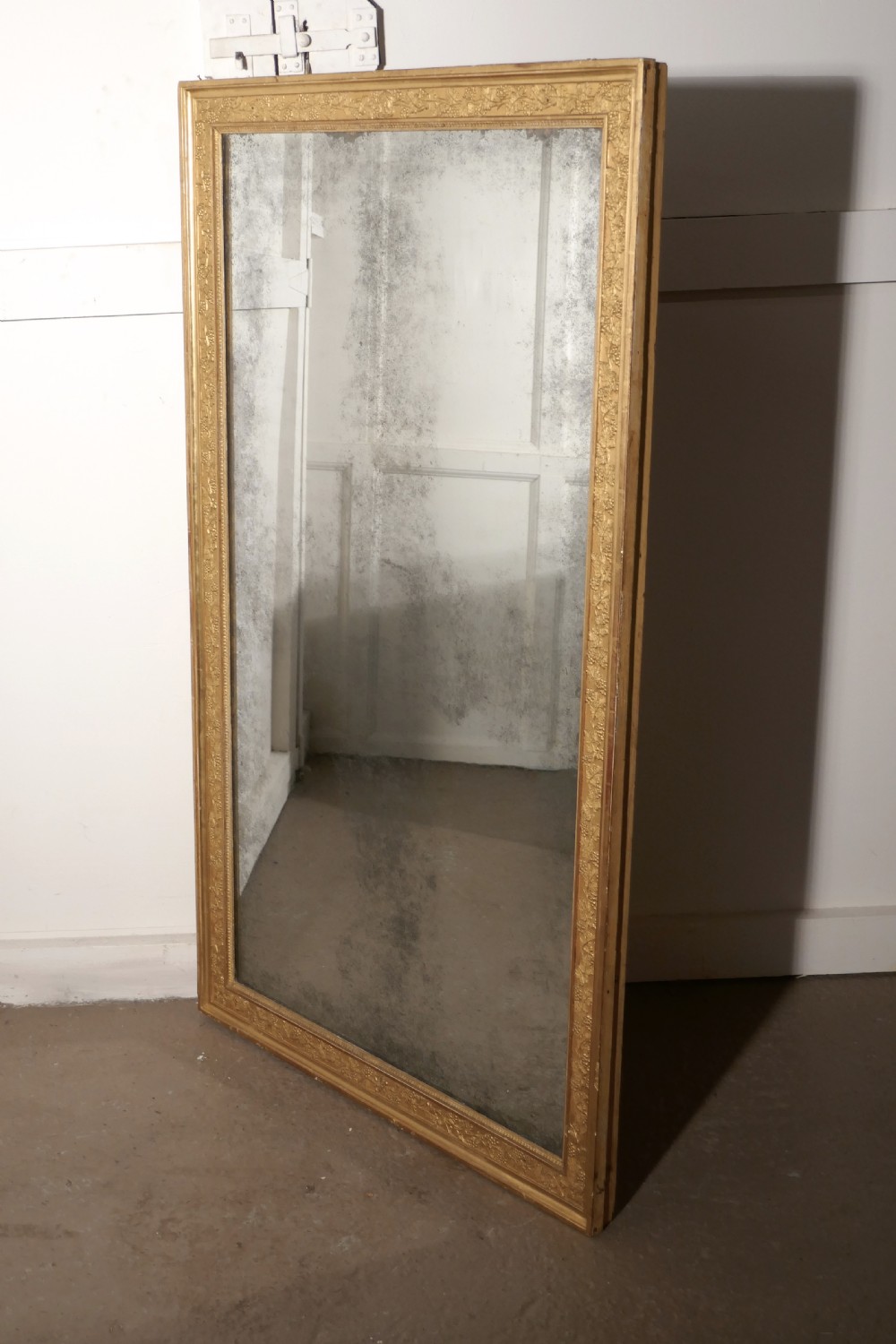 Large Heavy French Gold Shabby Wall Mirror View VI