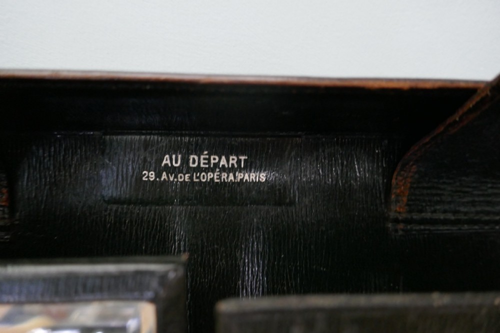 Au Départ Fully Fitted Gentlemans Travelling Dressing Case, Hall Marked Silver View X