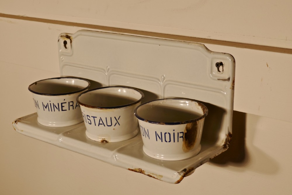 French Enamel, 3 Canister Soap Dish Laundry Set View II