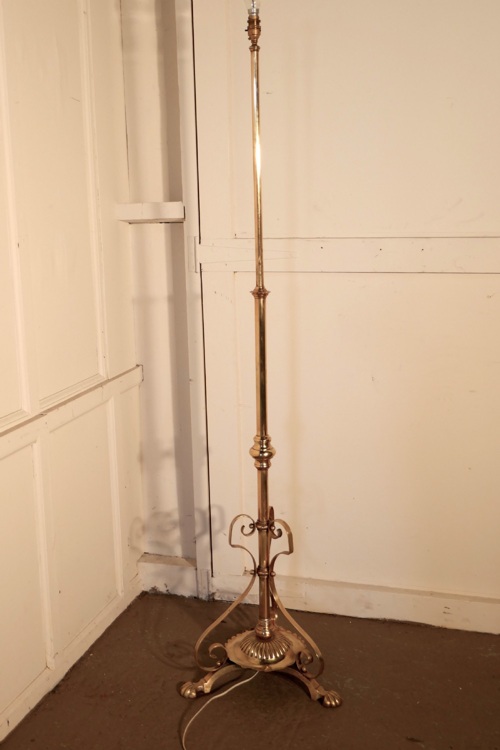 Arts and Crafts Brass Floor Lamp Rococo Standard Lamp