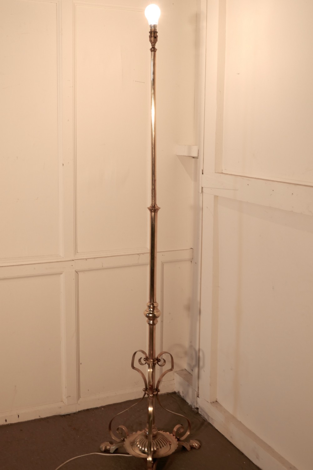 Arts and Crafts Brass Floor Lamp Rococo Standard Lamp View V