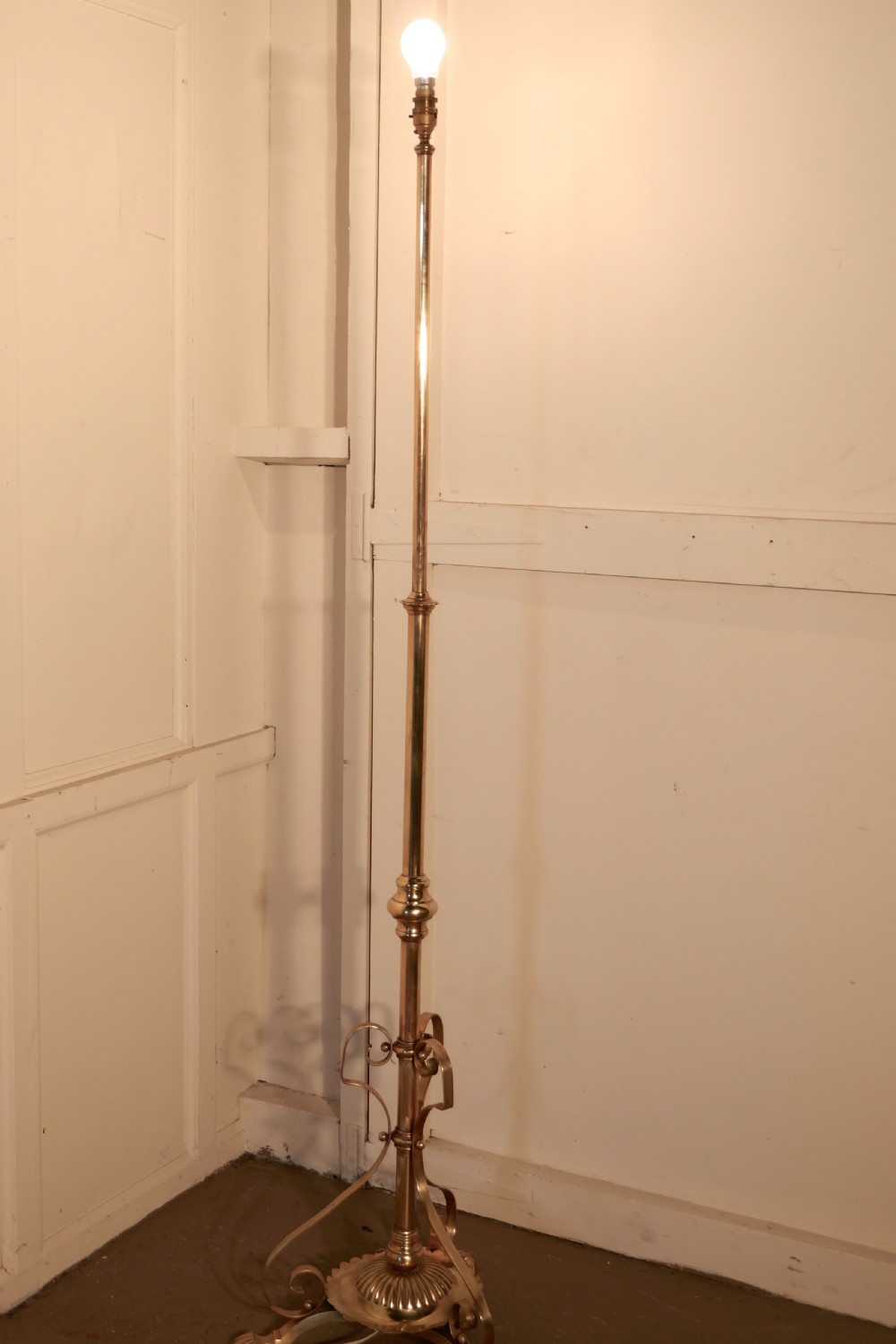 Arts and Crafts Brass Floor Lamp Rococo Standard Lamp View VI