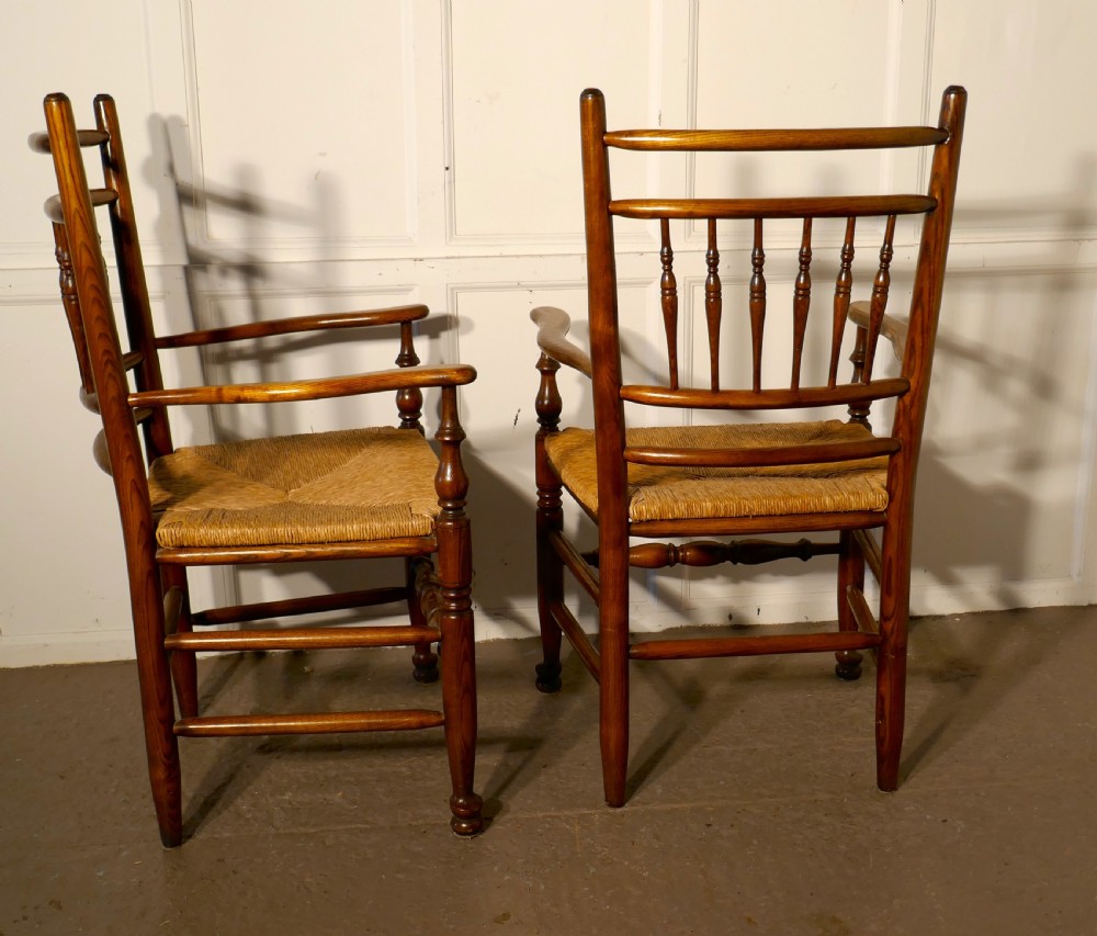 A Set of 6 Ash Spindle Back Country Dining Chairs  View II