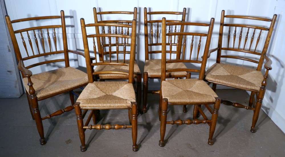 A Set of 6 Ash Spindle Back Country Dining Chairs  View V