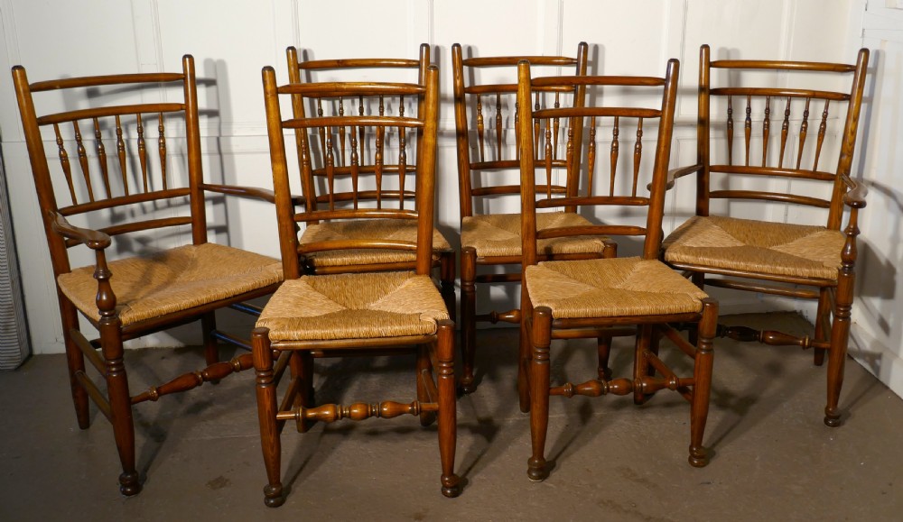 A Set of 6 Ash Spindle Back Country Dining Chairs  View VI
