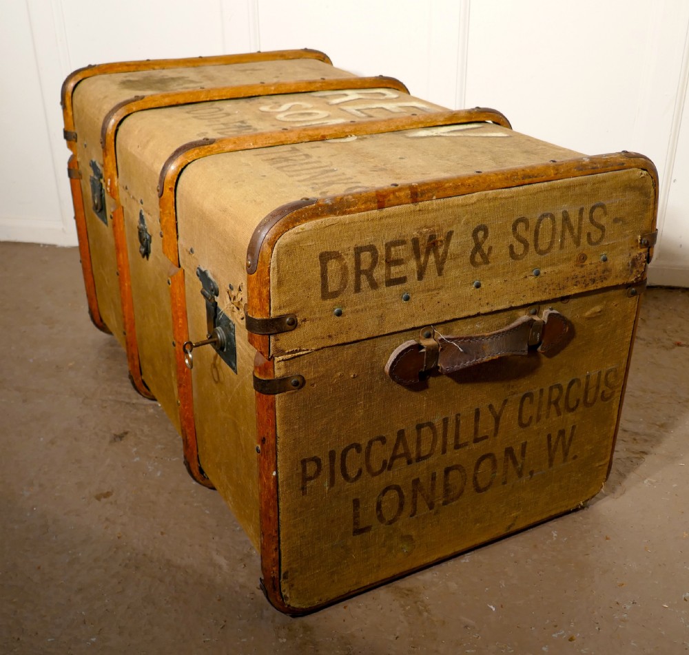 A Large Vintage Drew and Sons Canvas Steamer Trunk View VI