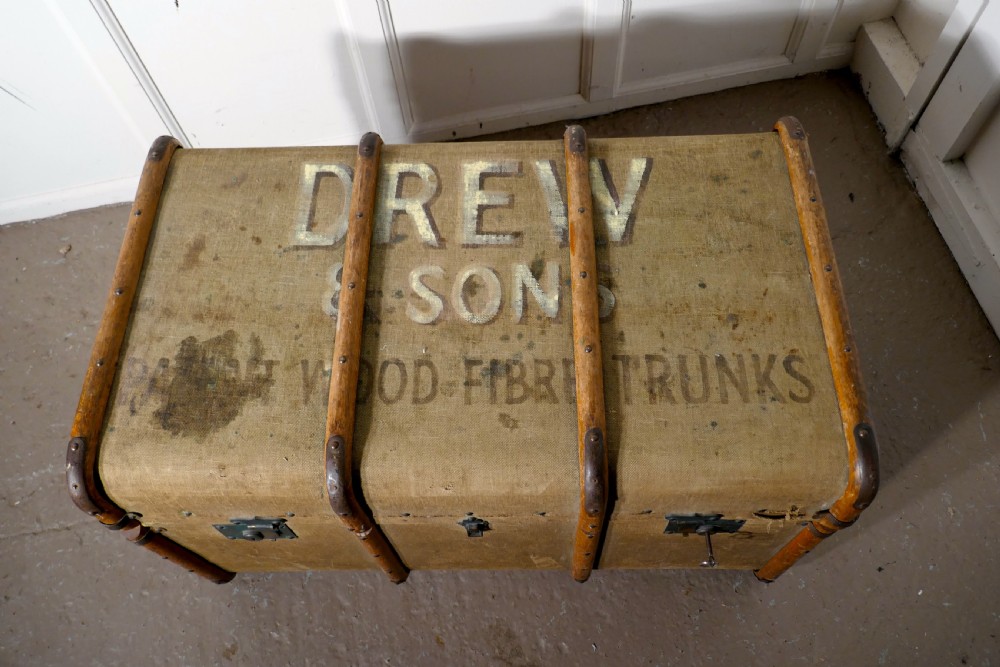A Large Vintage Drew and Sons Canvas Steamer Trunk View VII
