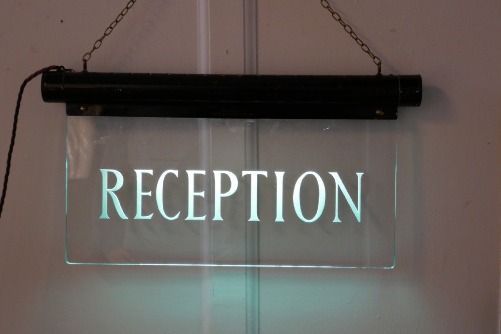 Art Deco Illuminated Hotel Reception Sign View IX