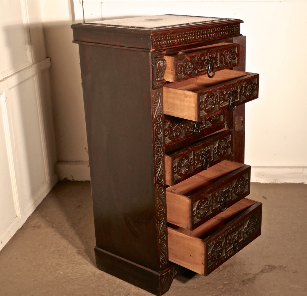Tall Victorian Oak Wellington Chest, Filing Cabinet View IV