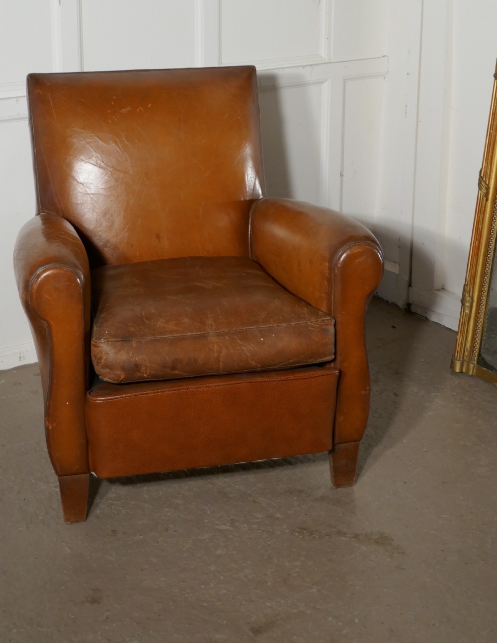 French Art Deco Leather Club Chair View IX