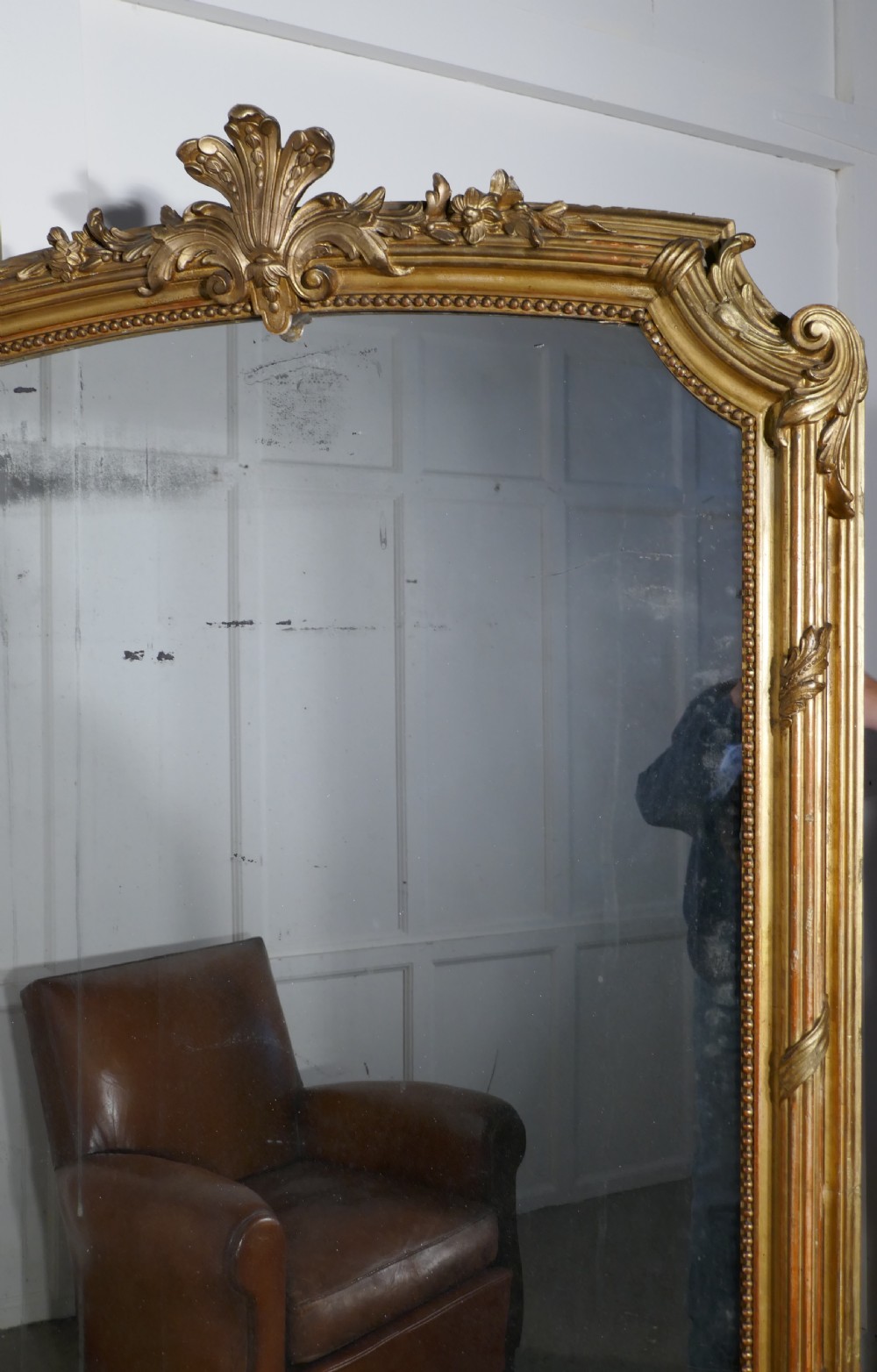 A Very Large French Shabby Gilt Console Mirror View II