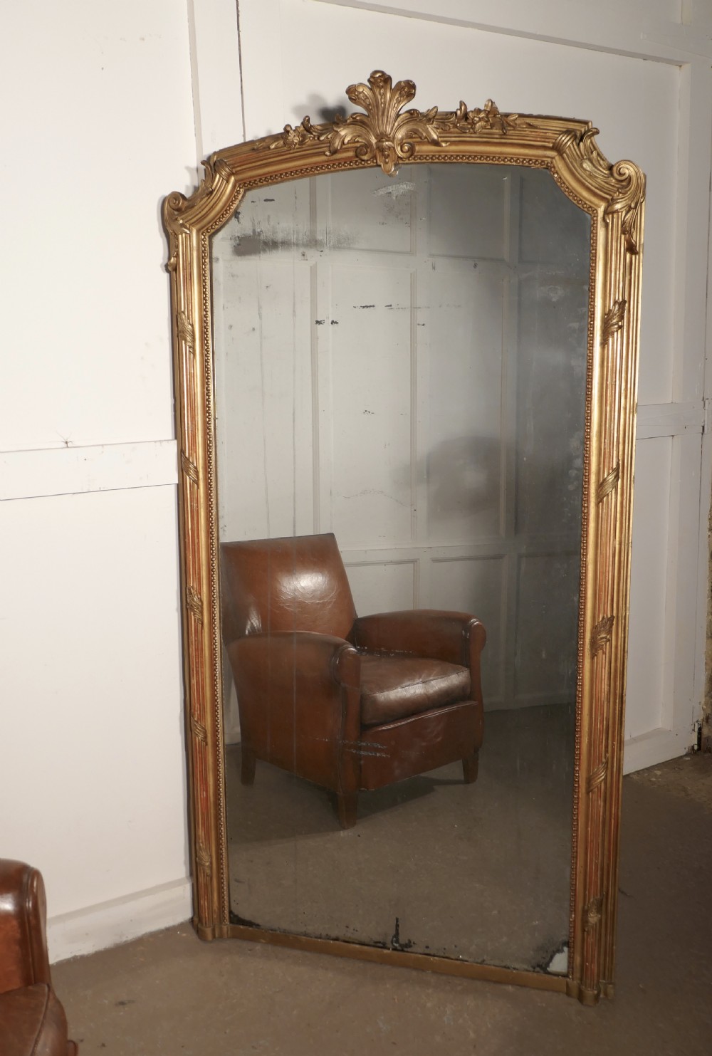 A Very Large French Shabby Gilt Console Mirror View V