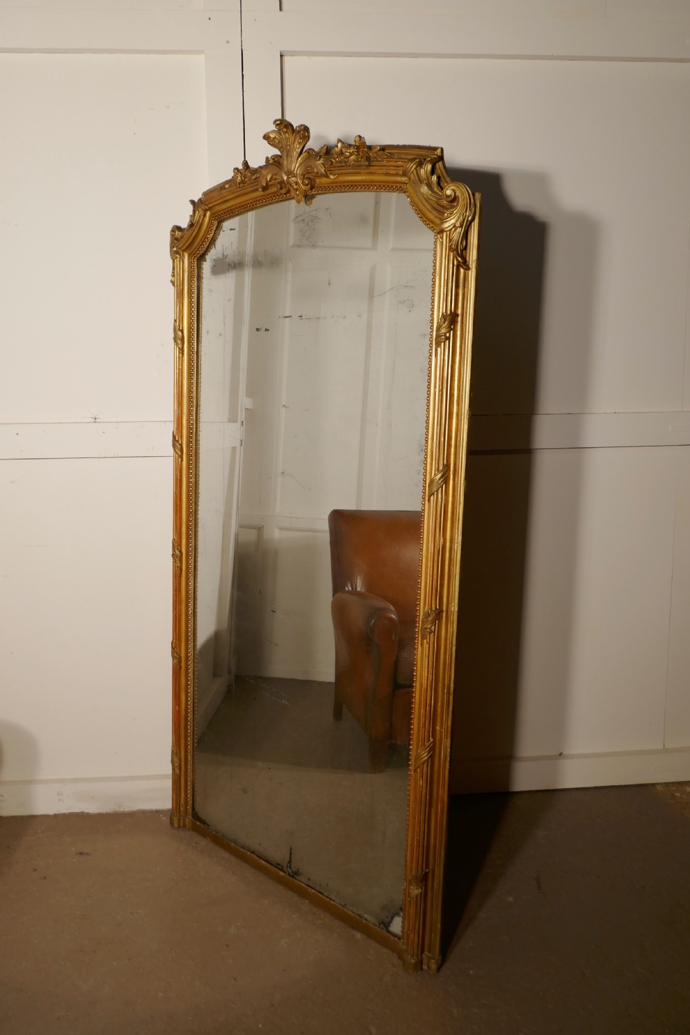 A Very Large French Shabby Gilt Console Mirror View VII