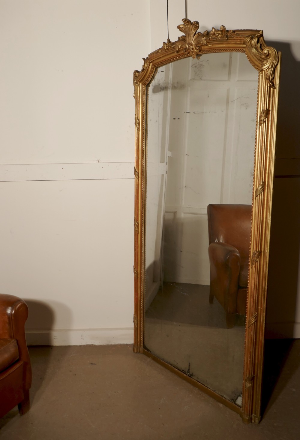 A Very Large French Shabby Gilt Console Mirror View VIII