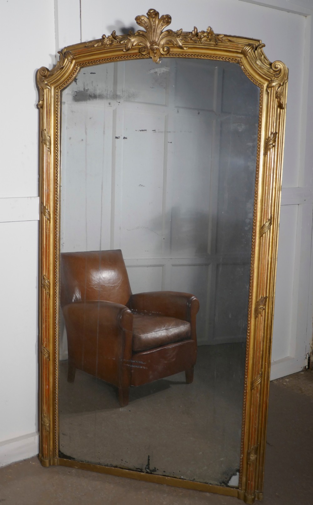 A Very Large French Shabby Gilt Console Mirror View IX