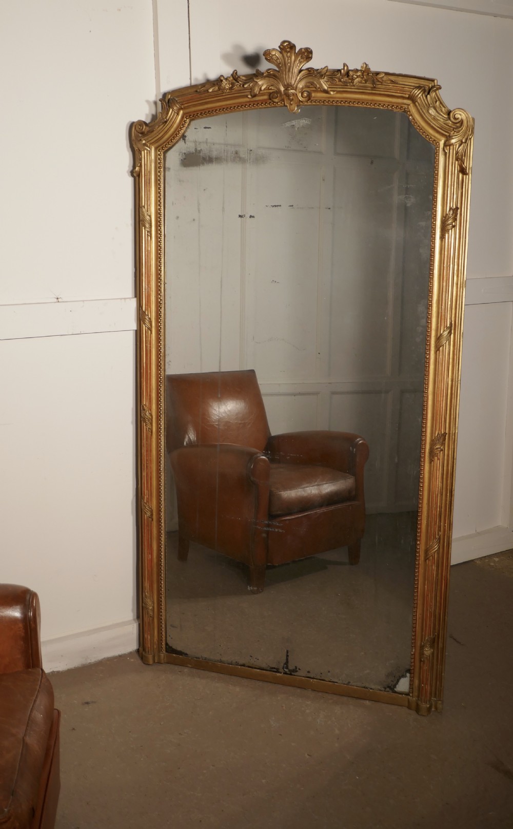 A Very Large French Shabby Gilt Console Mirror View XI