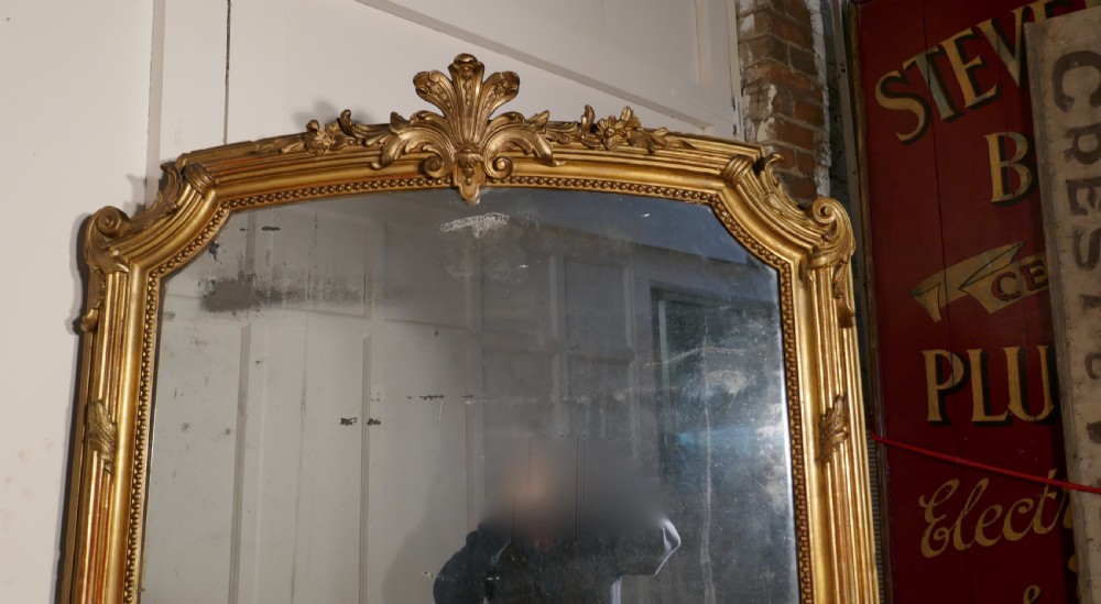 A Very Large French Shabby Gilt Console Mirror View XII