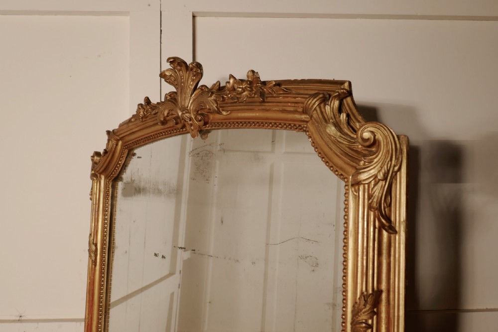 A Very Large French Shabby Gilt Console Mirror View XIII