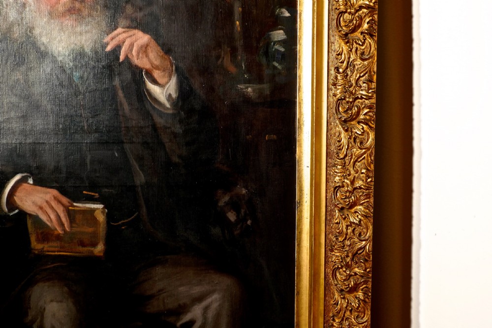 Very Large Oil Painting, Portrait of an Old Gentlman and His dog View IV