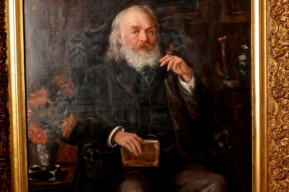 Very Large Oil Painting, Portrait of an Old Gentlman and His dog View VI