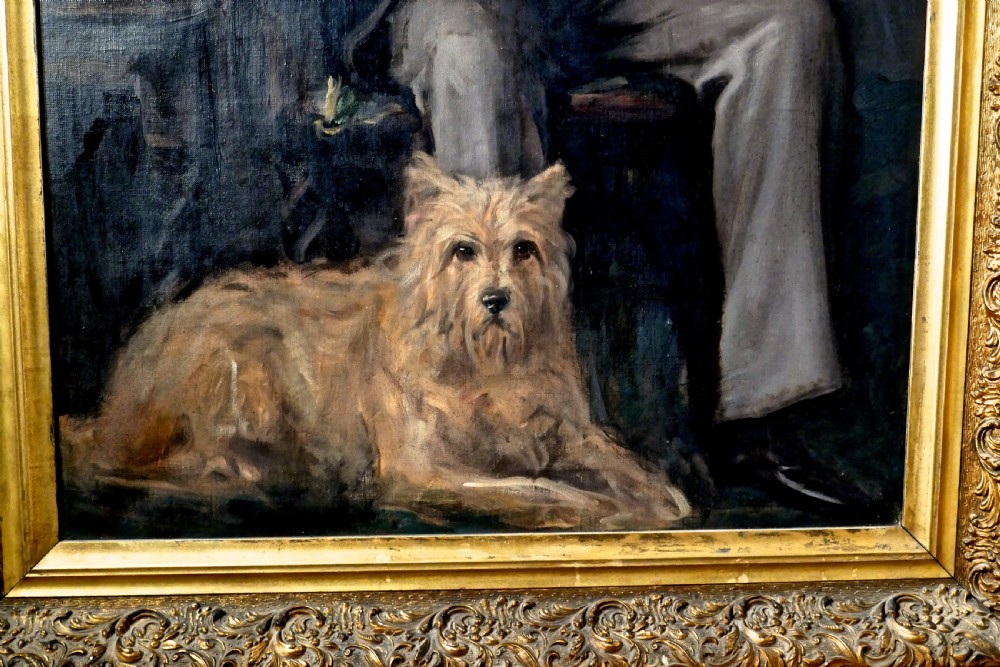 Very Large Oil Painting, Portrait of an Old Gentlman and His dog View VII