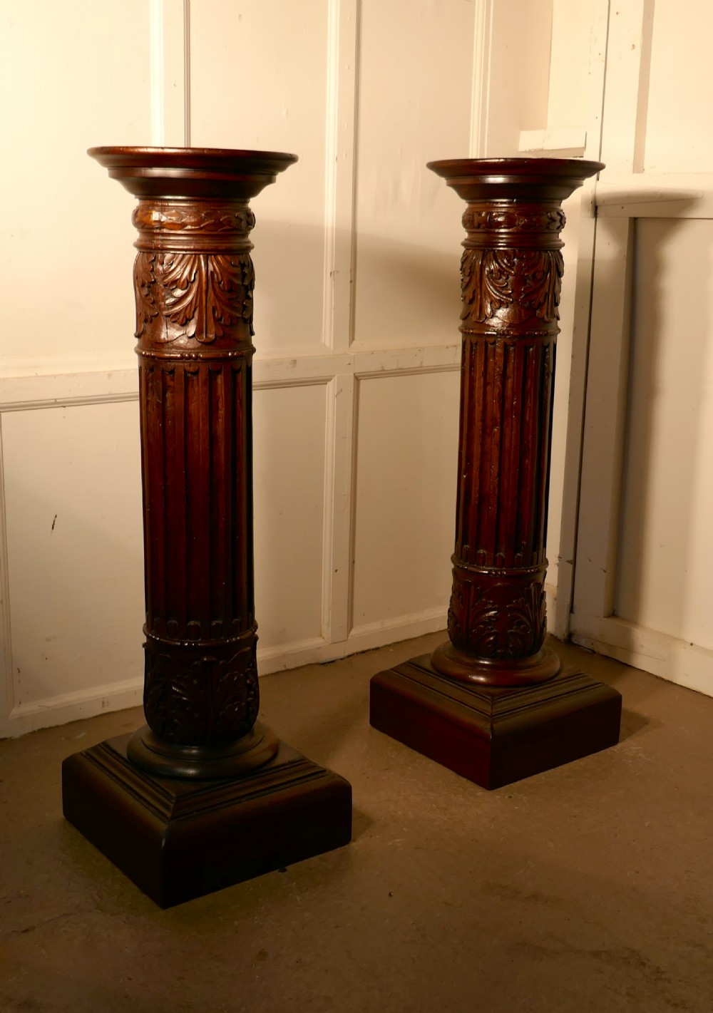 A Pair of 18th Century Carved Solid Mahogany Pedestals View VII