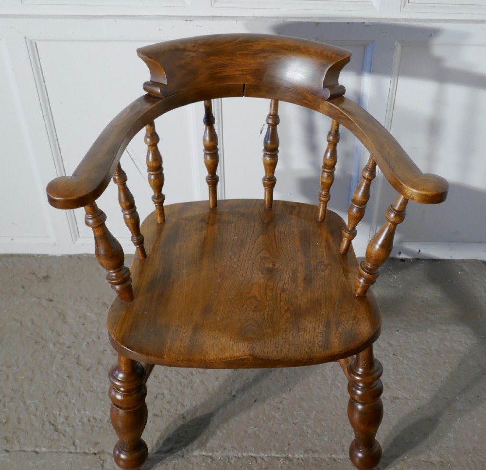 A Pair of Chunky Elm Smokers Bow Office or Desk Chairs View IV