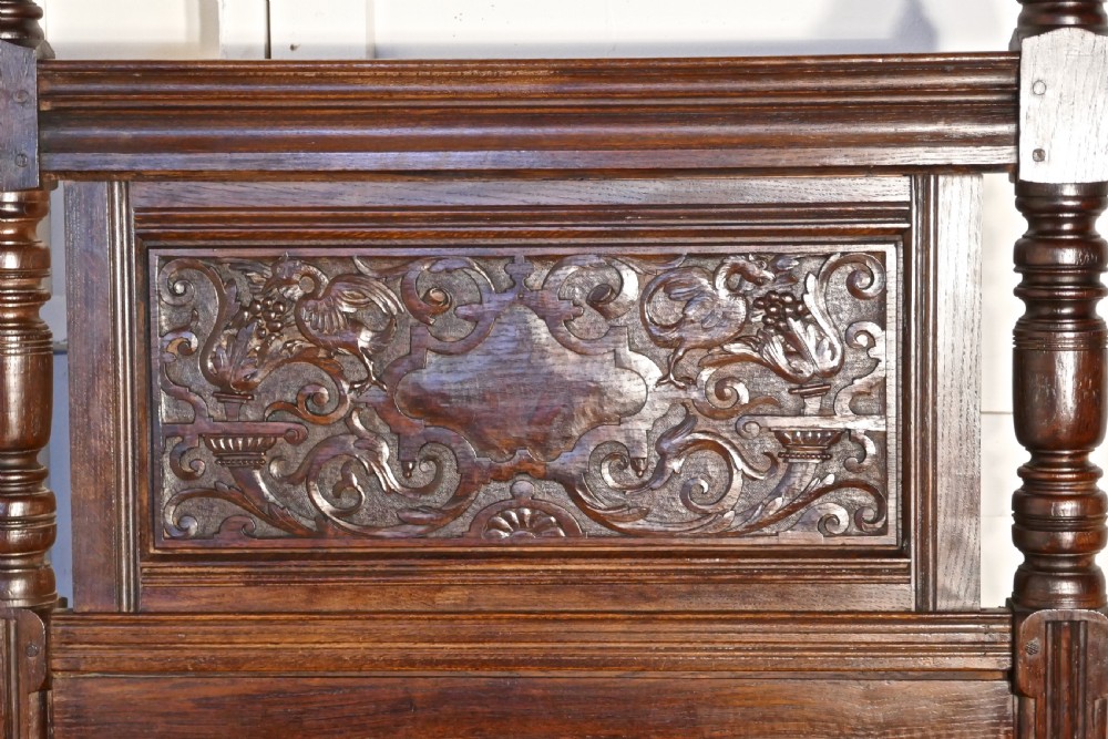 Gothic High Carved Oak Single Bed View II