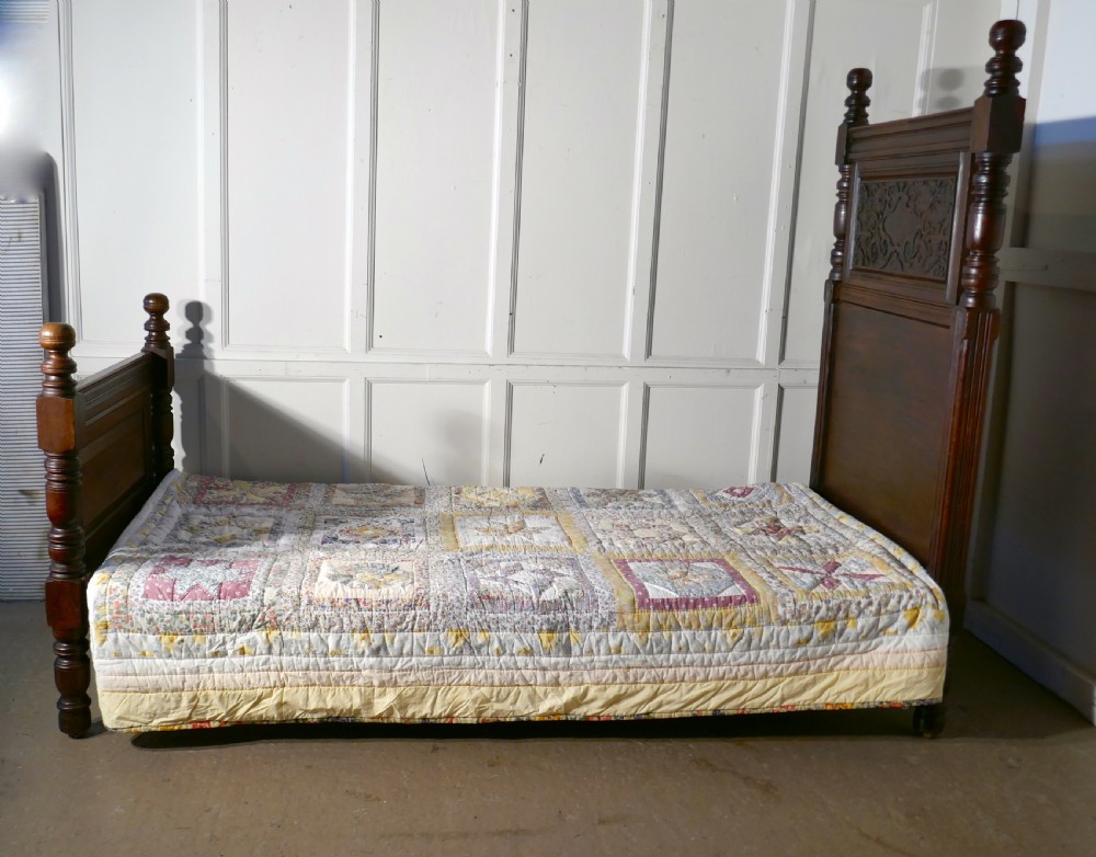 Gothic High Carved Oak Single Bed View VII