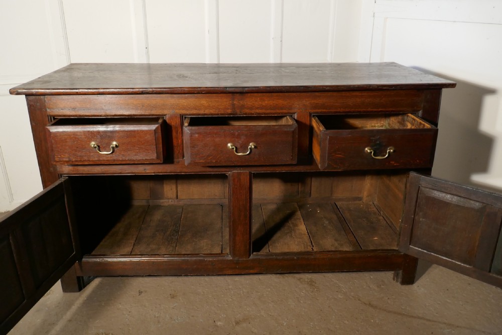 Large 18th Century Oak Dresser Base, Sideboard View II