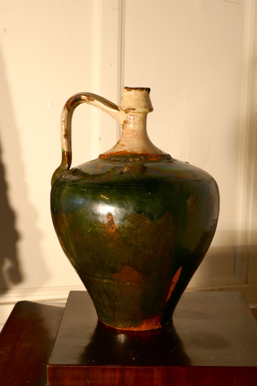 19th Century Terracotta Olive Oil Jug from Portugal 