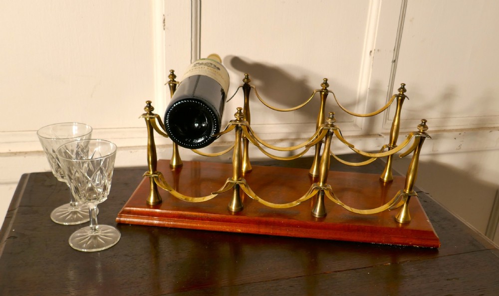 French Brass and Mahogany Sideboard Wine Rack View V