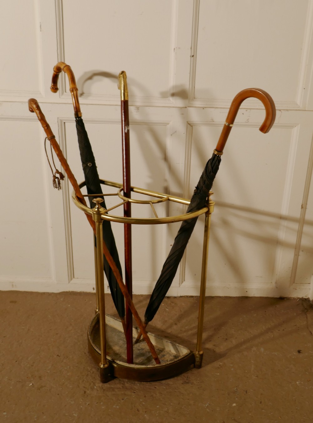 Victorian Half Round Brass and Iron Stick Stand or Umbrella Stand View V