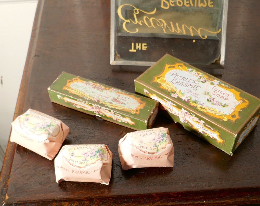 Old Perfume, Chemist Shop Display Cabinet, Erasmic Soaps and Boxes View VI