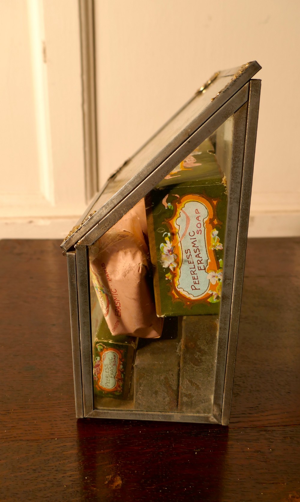 Old Perfume, Chemist Shop Display Cabinet, Erasmic Soaps and Boxes View VIII