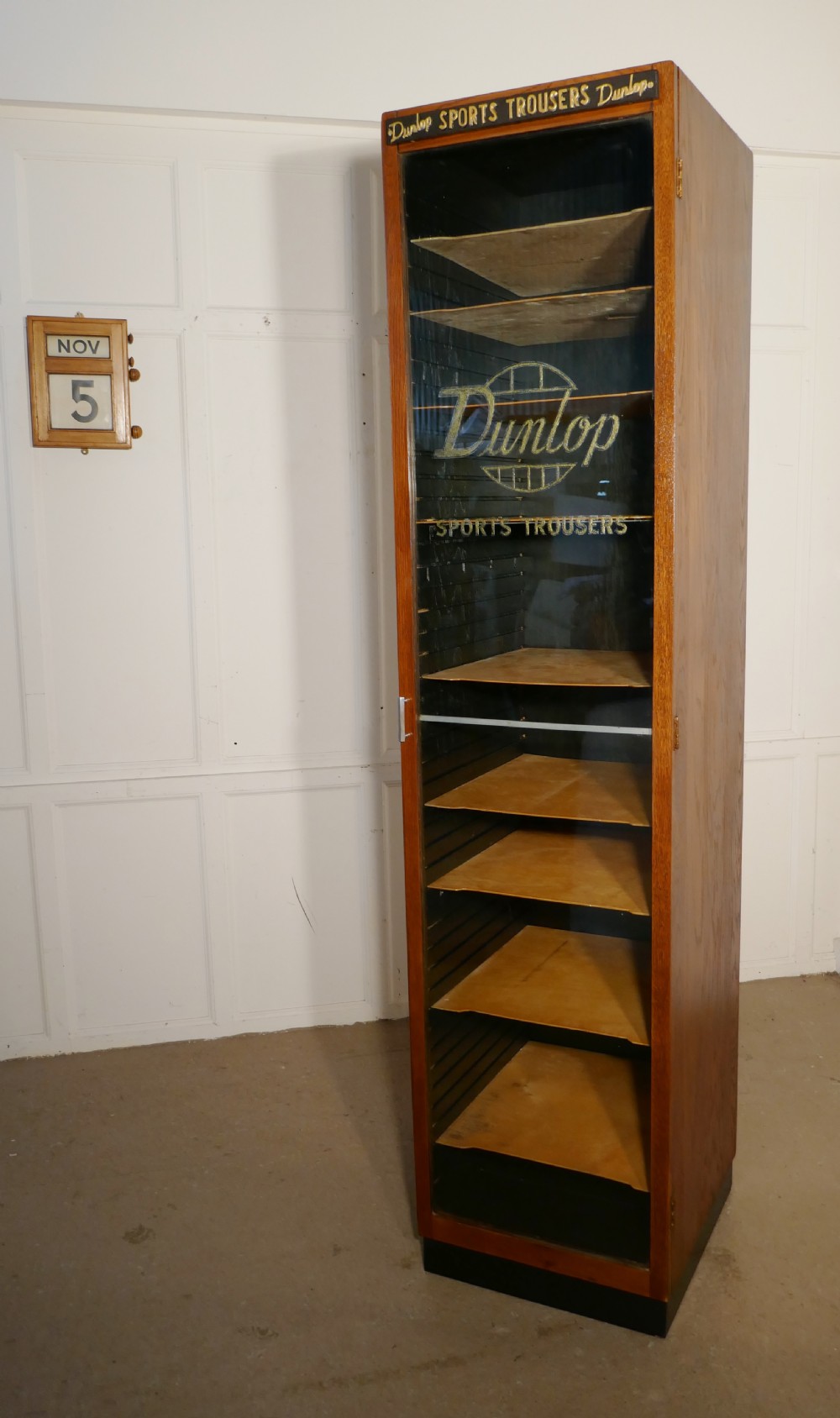 Vintage Art Deco Tall Haberdashery Dunlop Sports Cabinet,  View II