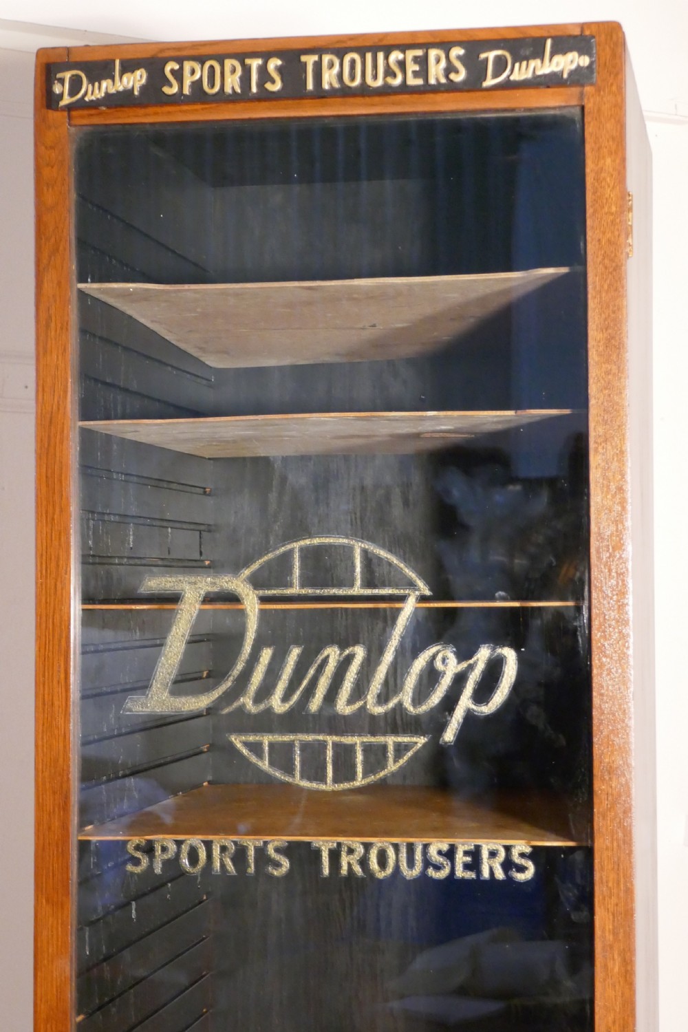 Vintage Art Deco Tall Haberdashery Dunlop Sports Cabinet,  View III