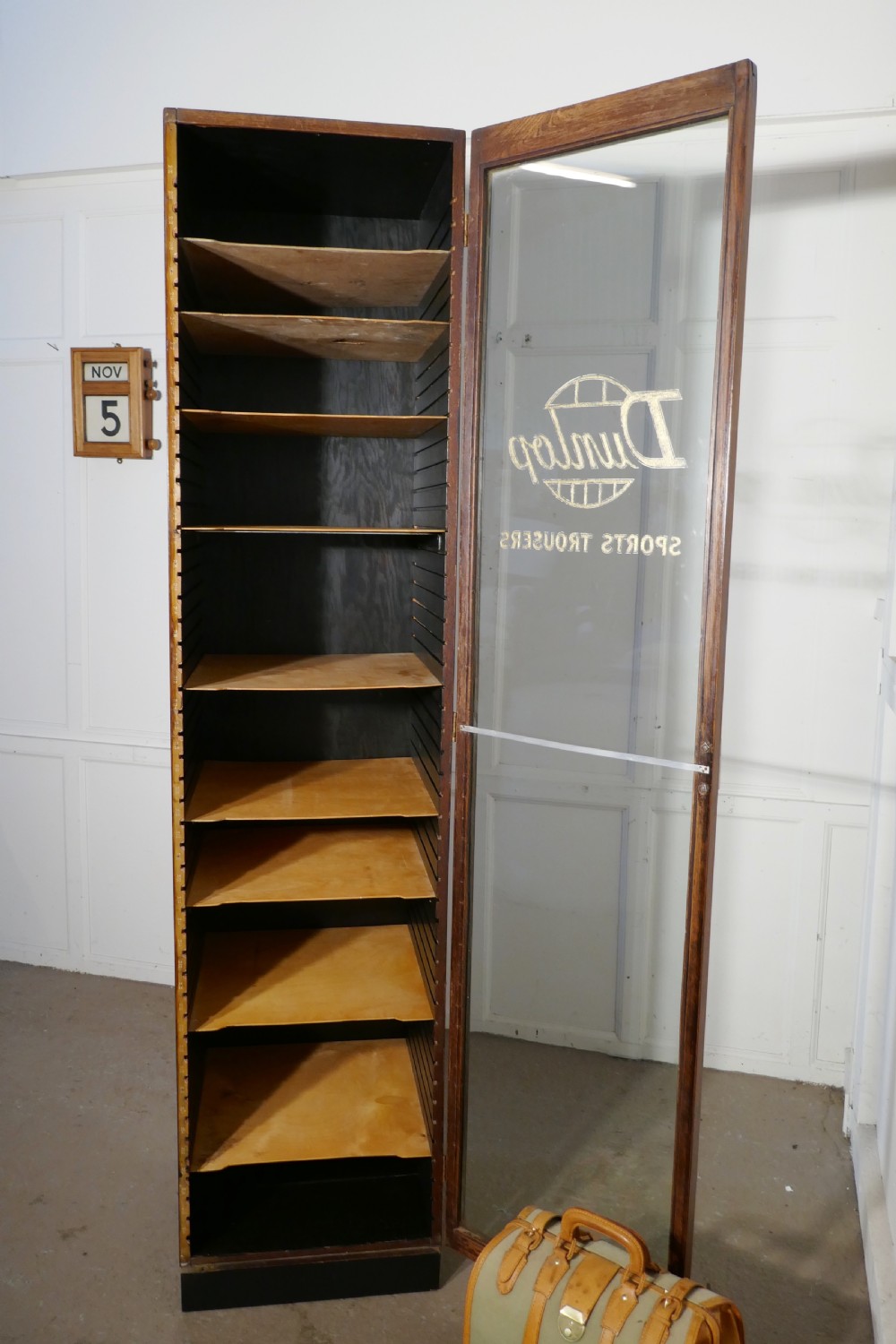 Vintage Art Deco Tall Haberdashery Dunlop Sports Cabinet,  View V