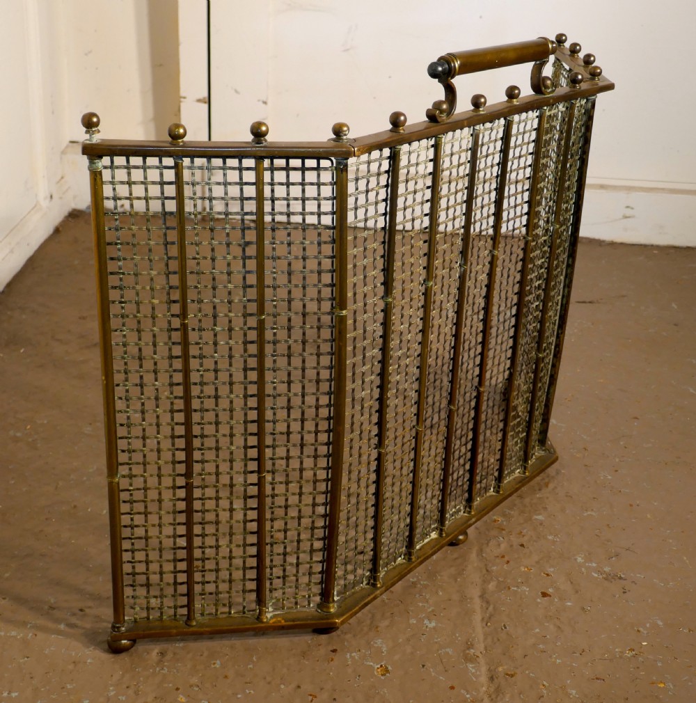 Unusual Folding Brass Fire Guard  View V