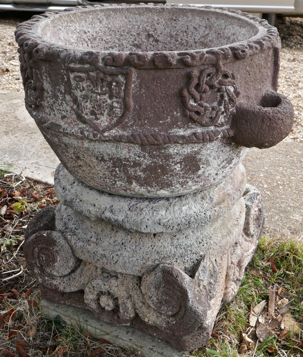 15th Century Weather Worn Istrian Carved Stone Font, from Northern Italy View IV