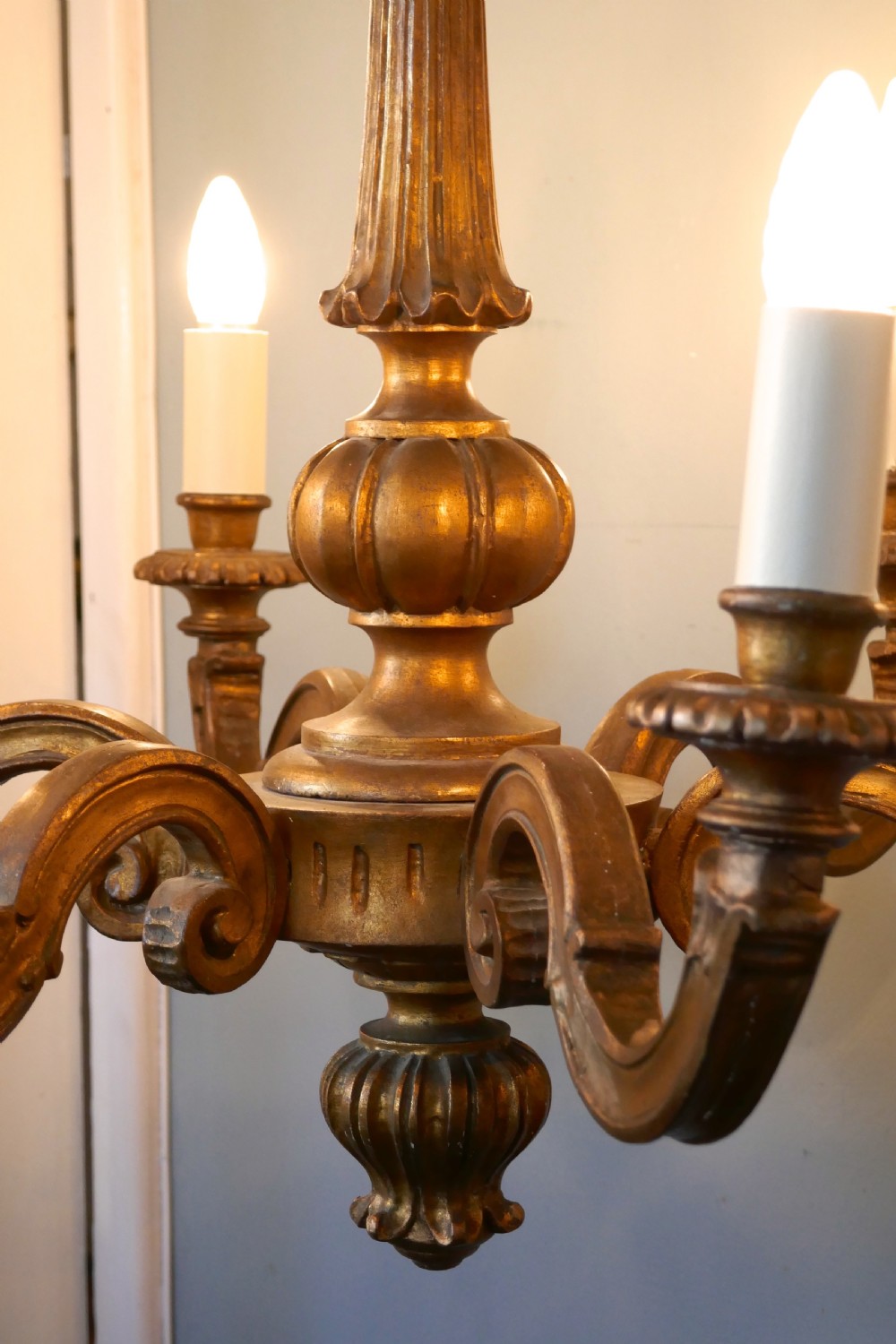 A Large  French Gilt-wood 6 Branch Rococo Chandelier  View VI