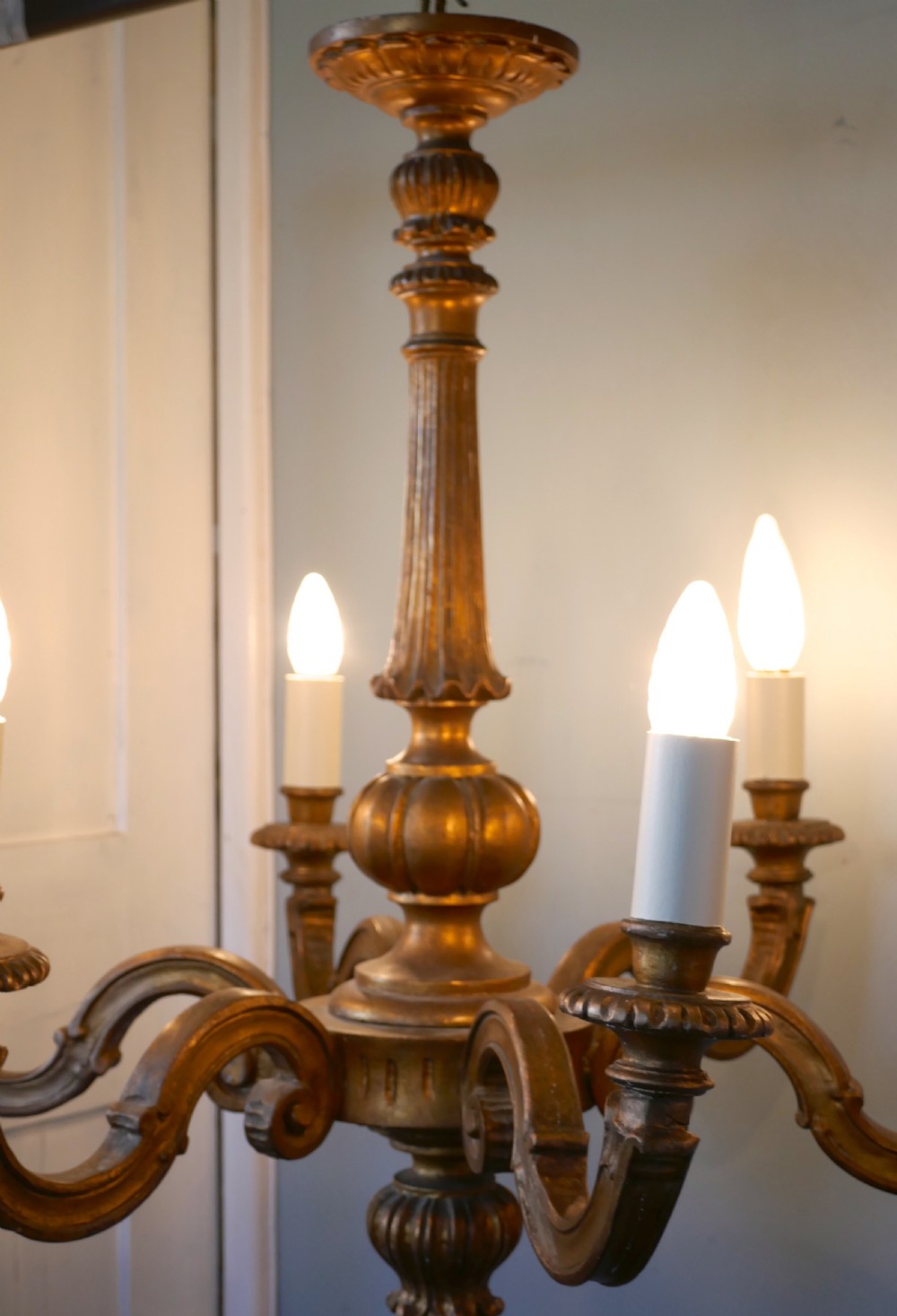 A Large  French Gilt-wood 6 Branch Rococo Chandelier  View VII