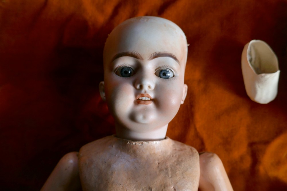 19th Century Character Doll possibly by Kestner with Wig and Clothes  View II