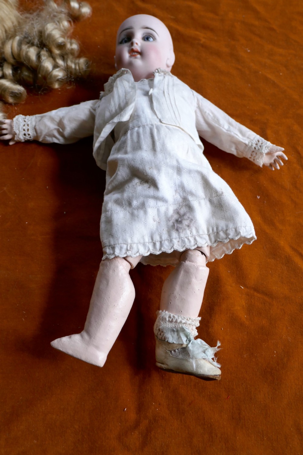 19th Century Character Doll with Wig and Clothes  View IV