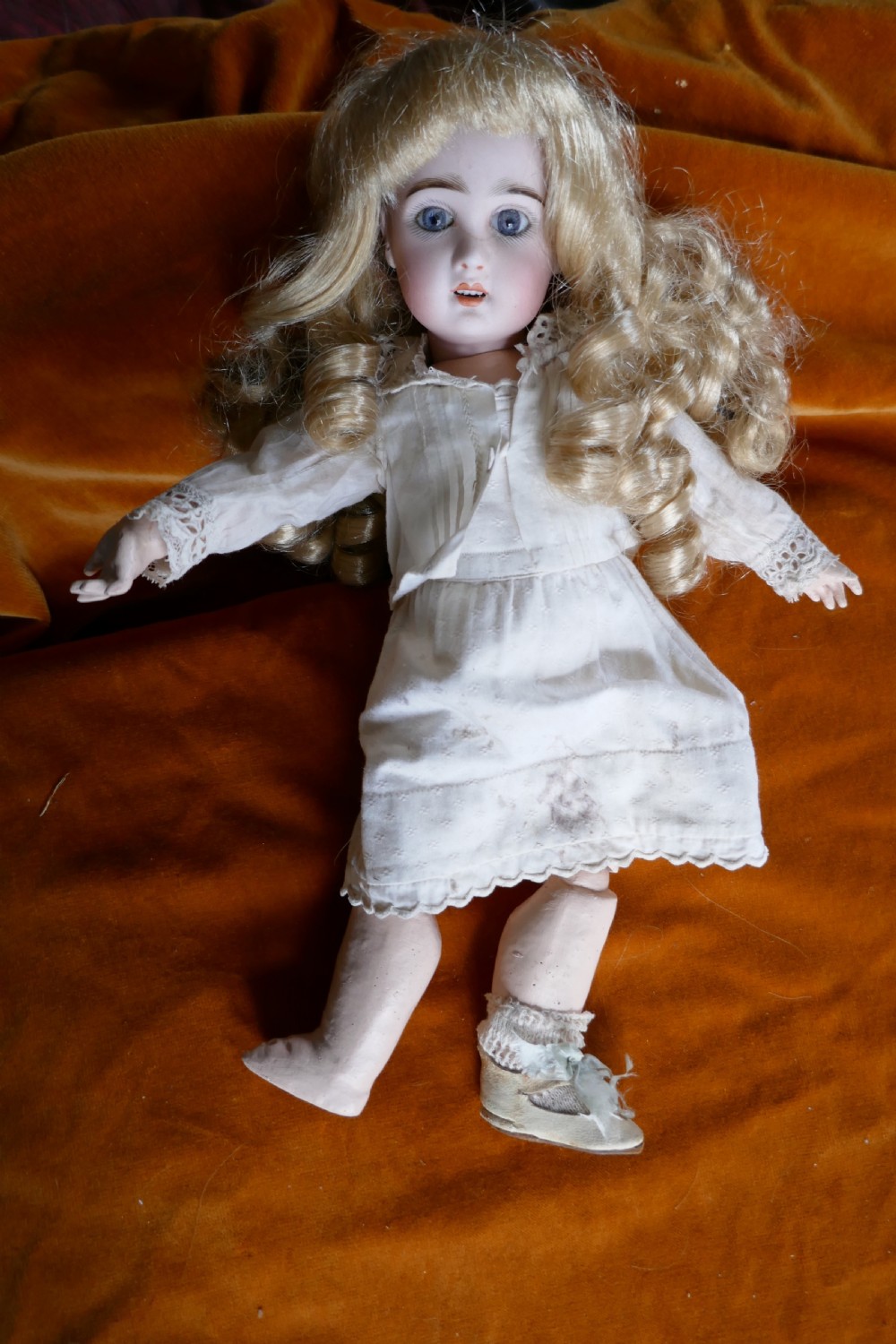 19th Century Character Doll with Wig and Clothes  View V