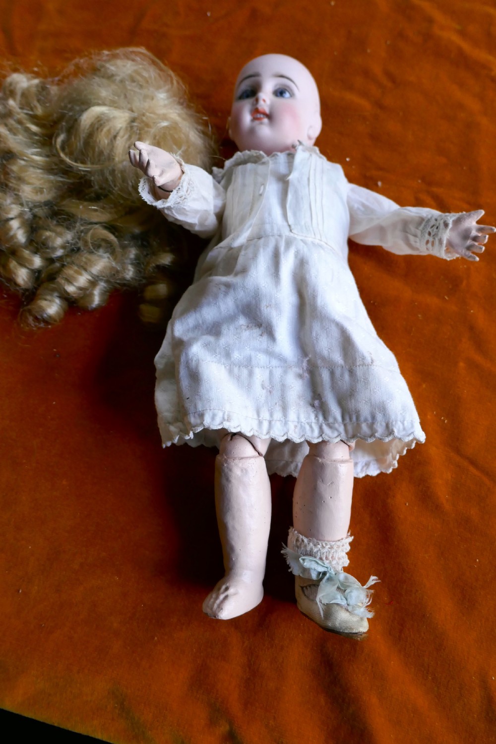 19th Century Character Doll with Wig and Clothes  View VI