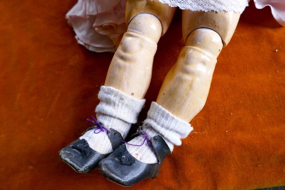19th Century Character Doll with Wig and Clothes  View VIII